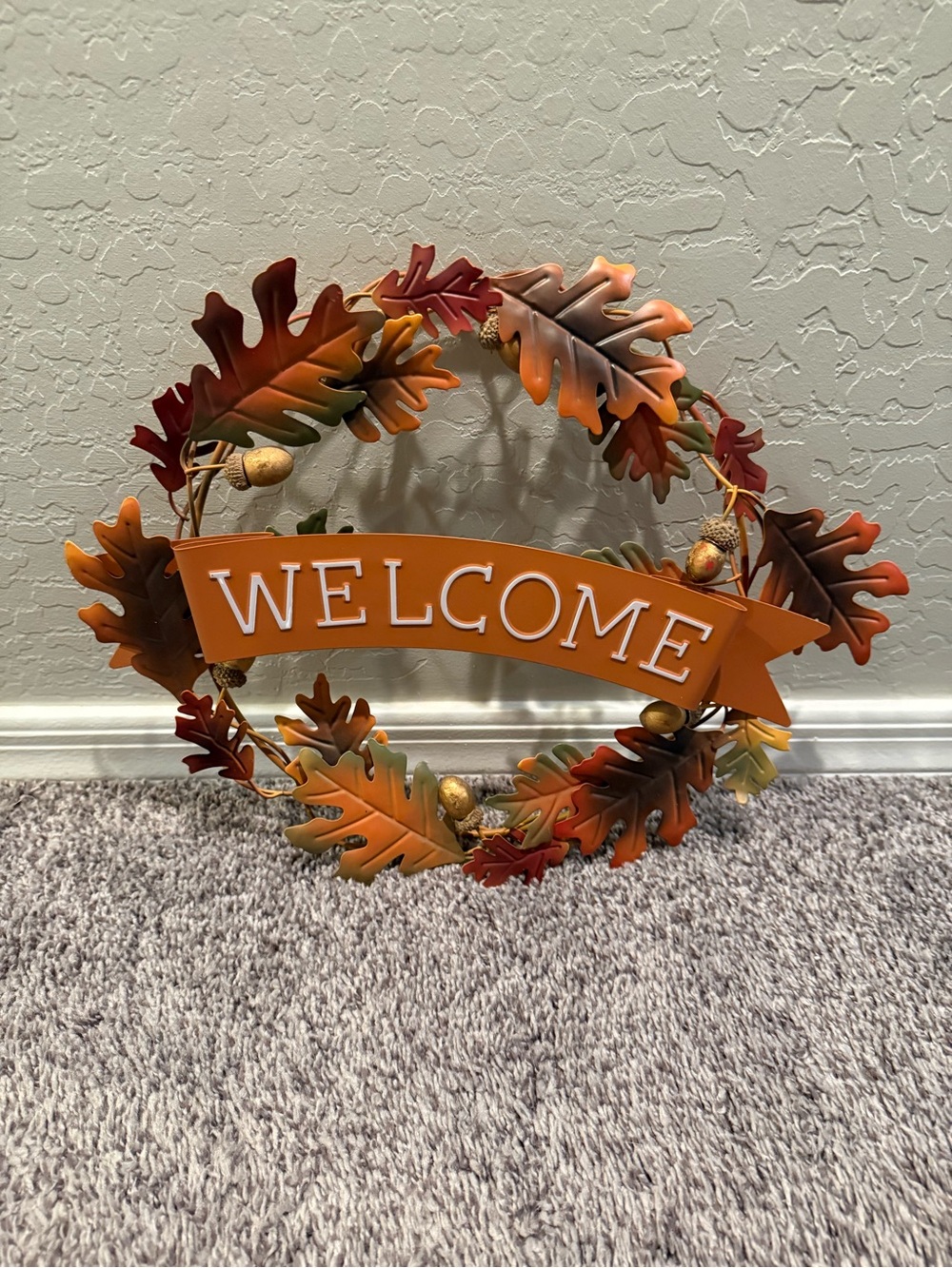 Kohl's Orange and Brown 'Welcome' Fall Leaf Wreath